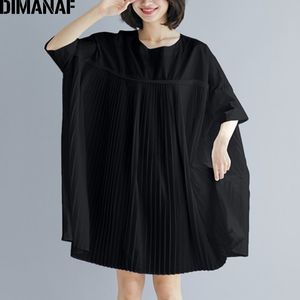 Dimanaf plus size mulheres tops túnica tamanho grande blusa camisa verão senhora sólida sólida plissada solta casual roupas femininas 5xl 6xl t200321