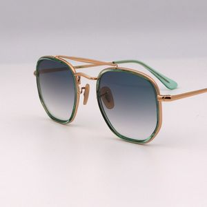 Vintage hexágono quadrado design da marca óculos de sol gradiente masculino feminino ponte dupla armação de metal óculos de sol Driving UV400