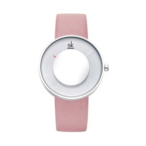 Shengke Quartz armbandsur för damer rosa blå klockband rosa blå klockband hög kvalitet läderband rosa blå klockband