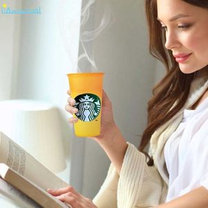 Starbucks Kullanımlık Renk Değiştirme Plastik Kupası PP Gıda Sınıfı ML Flot Lid Noel Hediyeleri ile LiveBecool