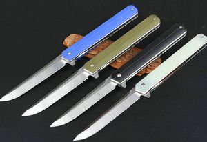 Coltello pieghevole Flipper con apertura rapida con cuscinetti a sfera di alta qualità 440C Lamiera d'acciaio con lama a goccia satinata + manico G10 Coltelli tascabili EDC