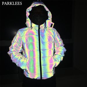 Tam Yansıtıcı Kış Ceket Erkekler / Kadınlar Hip Hop Kalın Parkas Rüzgarlık Streetwear Sıcak Ceketler Harajuku Ceket Dış Giyim XXXL 201027