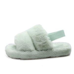 Pantofole in pelliccia Sandali da donna Home Fluffy Slides Casual Furry Flats Sweet House Pantofole da interno Scarpe Donna Plus Size 36-43 Y200624