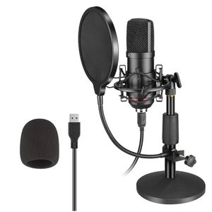 Professional bm800 Microphone Kit USB Condenser Microphone Gaming with Foldable Stand Filter for PC Video Streaming Recording