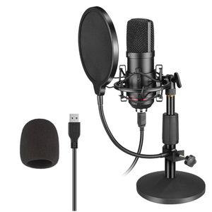 PCビデオストリーミング録音用の折り畳み式スタンドフィルター付きのプロのBM800 Microphone Kit USB Condenser Microphone Gaming