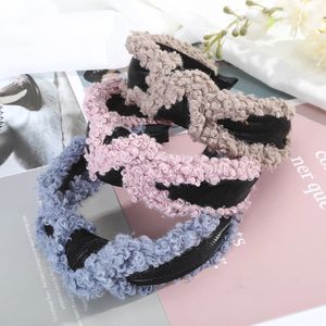 Wool roll shape Curl Soft Hair Hoop Cute Warm Headband stitching Female headwear Hair Bands Fashion Hair Accessory For Women