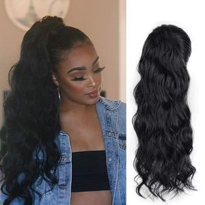 Unprocessed Wavy Ponytail Hair Malaysian human Drawstring Ponytail Clip in Hairpiece wet wavy natural Ponytail for Black Women