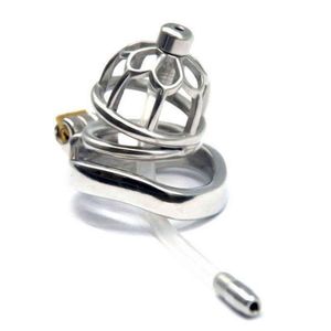 NXY Chastity Device Male Stainless Steel Penis Ring Cock Cage Metal Lock Belt with Urethral Catheter Bondage Sex Toys for Men Cc2061221