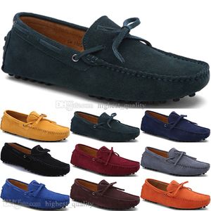 141 New Fashion mens Scarpe casual in pelle Stile britannico primavera Coppia Genuine Peas Scrub uomo Drive Lazy man soprascarpe outdoor comodo traspirante nero giallo