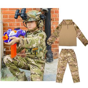 Camouflage Kid Child Uniform Shirt Pants Set Battle Dress Tactical BDU Combat Children Woodland Shooting Clothing No05-019
