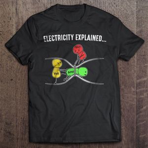 Homens Engraçados Camiseta Moda Camiseta Eletricidade Explicada - Lei de Ohm Versão2 Moda T-shirt Homens Algodão Marca Teeshirt 220224