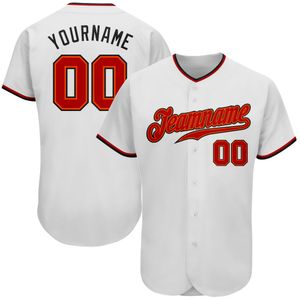 Bianco personalizzato Red-Black-09090 Authentic Baseball Jersey