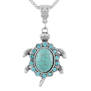 Fashion Green Tortoise Turtle Pendant Crystal Choker Necklace Women Jewelry Neck Chain Kids Girl