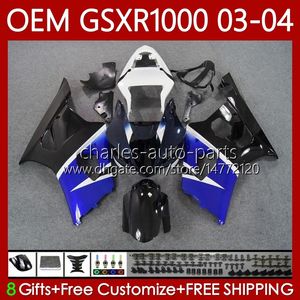 Wtryskiwacze Marynki do Suzuki K3 GSXR1000 GSXR 1000 CC 2003 2004 Body 67NO.88 K 3 GSXR-1000 Biały Blue BLK GSX R1000 2003-2004 1000CC GSX-R1000 03 04 OEM Kit nadwoziowy