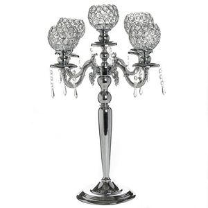 Dekoracje ślubne Boże Narodzenie Sliver Candlestick Kryształ Szkło Świecy Posiadacze Ślub Candelabra Stół Centerpieces Seniu726