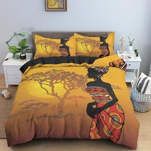 Conjunto de capa de edredom de garota legal afro americana Conjunto de cooperamento completo rainha ex tica Black Woman Microfiber Bedding Quilt Sets for Ladies Girl1