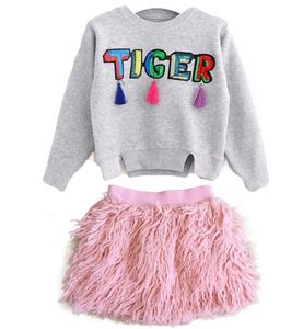 Bekväm känsla päls kjol toddler barnkläder höst och vinter baby kläder rosa imitation cashmere plysch kjolar för tjejer mjuka