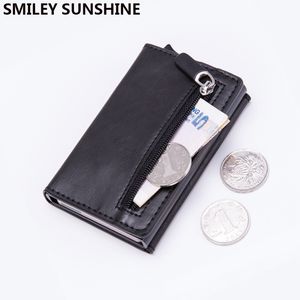 Magnet Rfid Blocking Card Holder Women Men Thin Slim Wallets Leather Coin Purse Small Male Black Mini Wallet portomonee Q1220