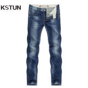 KSTUN Herren Jeans Classic Direct Stretch Dunkelblau Business Casual Denim Hosen Slim Gerade Lange Hose Gentleman Cowboys 38 LJ200903