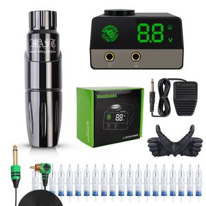 Professional Tattoo Caneta Máquina Mastro Tour Set Tattoo Kit Caneta Rotária MakeUp Permanente Set LCD Alimentação Fonte T200609