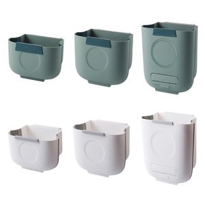 Wall Mounted Trash Can Foldable Thickened Garbage Bucket Round Moon Box for Kitchen kitchen 211222