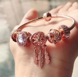 S925 Стерлинговые Серебряные Ювелирные Изделия DIY Beads Подходит для европейских Оригинальных Браслетов Стиль Розовые Золотые Женщины Браслет Колмат Кольма