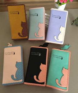 Sıcak Satış Kadınlar Uzun Debriyaj Cüzdan Kadın Sevimli Kedi PU Deri Telefon Çantalar Tasarımcı Lady Kartları Tutucu Cüzdan