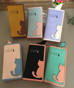 Gorąca Sprzedaż Kobiety Długie Portfele sprzęgła Kobiet Cute Cat PU Skórzane Portfele Designer Lady Karty Uchwyt Portfel