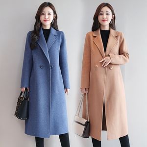 여성 레드 코트 캐시미어 격자 무늬 한국 양모 겨울 여성 탑과 블라우스 플러스 사이즈 패션 재킷 B108 201002