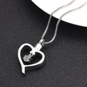 XWJ10060 Shiny Steel Pet Dog Cat Charm Hang in Hollow Heart Memorial Urn Animal Ashes Holder Cremation Pendant Jewellery1268w