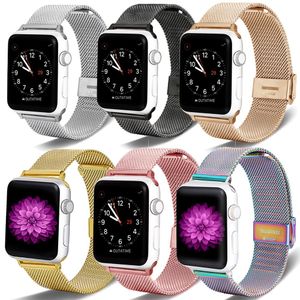 Milanese Loop for Apple Watch Series 7 se 6 5 4 3 Stainless Steel Strap Magnetic adjustable buckle with adapter Fit iwatch 41mm 45mm 40mm 44mm 38mm 42mm