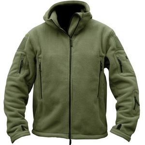 Mäns Jackor Höst Men Fleece Jacka Taktisk Soft Shell Hooded Winter Mens Multi Pocket Zipper Warm Polar Army Coat Outwear