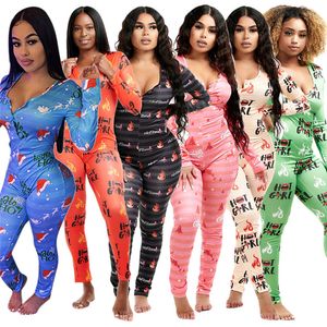 Women Xmas jumpsuits casual home wear fashion sleepwear skinny bodysuits Sexy Rompers long sleeve overalls plus size 2X black leggings 4317