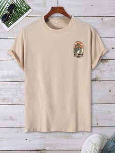 Men Coconut Tree And Letter Graphic Tee w4Q2#