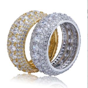 5 Row Iced Out Eternity Gold Silver Bling Ring Micro Pave Cubic Zirconia 18K Gold Plated Simulated Diamonds Spinner Rings