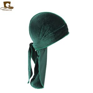15 Kolory Luksusowe Unisex Velvet Duragów Bandana Turban Kapelusz Pirat Czapki Peruki Pirat Hat Akcesoria do włosów GD1070