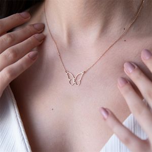 Butterfly Personalized Nameplate Initial Women Custom Stainless Steel Necklace for Girls Gifts