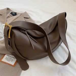 Crossbody Väskor för kvinnor Stor kapacitet Lyxig handväskor Solid Soft Shoulder Kvinna Casual Travel Hobos Bag Vintage Sac 220125