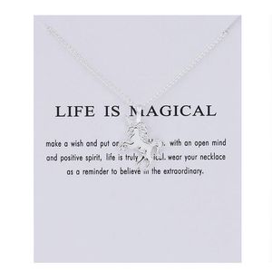 New Golden Silver Horse Pendant Necklace Alloy Chain Chocker With Card Wholesale Jewelry Gift F sqcsyu queen66