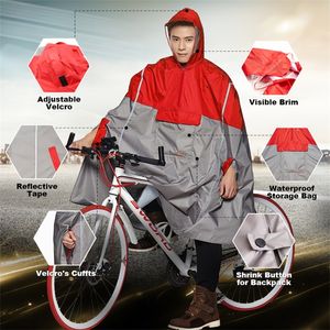 Qian Impermaible Raincoatの女性/男性屋外ポンチョバックパックリフレクティブデザインサイクリングクライミングハイキング旅行カバー220217