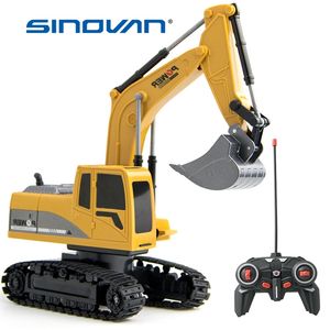 RC Caminhão Canal 1:24 RC Escavadeira Brinquedo RC Engenharia de Engenharia de Liga de Carro e Plástico Escavadeira Traktor RTR para Crianças Presente de Natal LJ200918