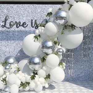 1 Set Palloncini Decorazione Matrimonio Palloncino Argento Bianco Collezione Tema Set Combinazione Matrimonio Compleanno Festa Baby Shower Decor Forniture Decorazione