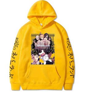 Den Promised Neverland Casual Hoodie Sweatshirt harajuku utskrift Emma Norman Ray Cool Hoodie Friend Män Kvinnor Unisex Top Hoodie H1227