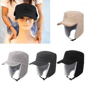 Uomo Donna Morbido pile Cappelli invernali caldi Sherpa foderato con visiera Paraorecchie antivento Berretto da sci da neve all'aperto Paraorecchie Fascia elastica Cappellini da ciclismo