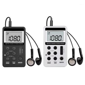 Am FM bärbar fickradio mini digital tuning stereo med laddningsbart batteri och hörlurar för promenad jogging gym camping1