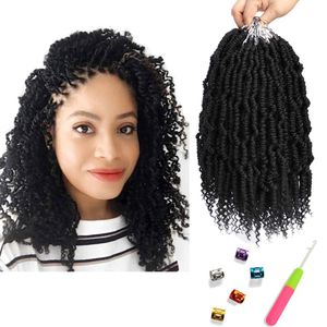 Bomb Twist Crochet Hair 14 Inch Spring Twists Crochets Pre-looped Passion Twisted Braiding River Locs Curly Synthetic Hair Extensions LS02