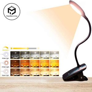 3PC Przenośne biurko Lampa Rechargeable Light Eye Protect Book Light Light Lampa USB Reading Lampa Dotyka Kontrola Klip Gałka Stołu W220308
