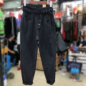 Vintage hög midja jeans kvinna pojkvän jeans för kvinnor mamma jeans streetwear harem denim pants kvinnliga byxor plus storlek 201223