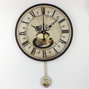 Nowoczesna kawa Duże dekoracyjne zegary Mute Home Decoration Clock Clock Moda Zegarki Orologi Parenek 201212