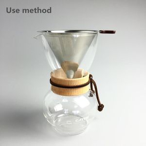 Wielokrotnego użytku Ze Stali Nierdzewnej Herbaty Koszu Filtr Kawy 3-4 Cups Stożek Lejka Metalowe Filtry Mesh Brew Coffee Tea Tools 2021
